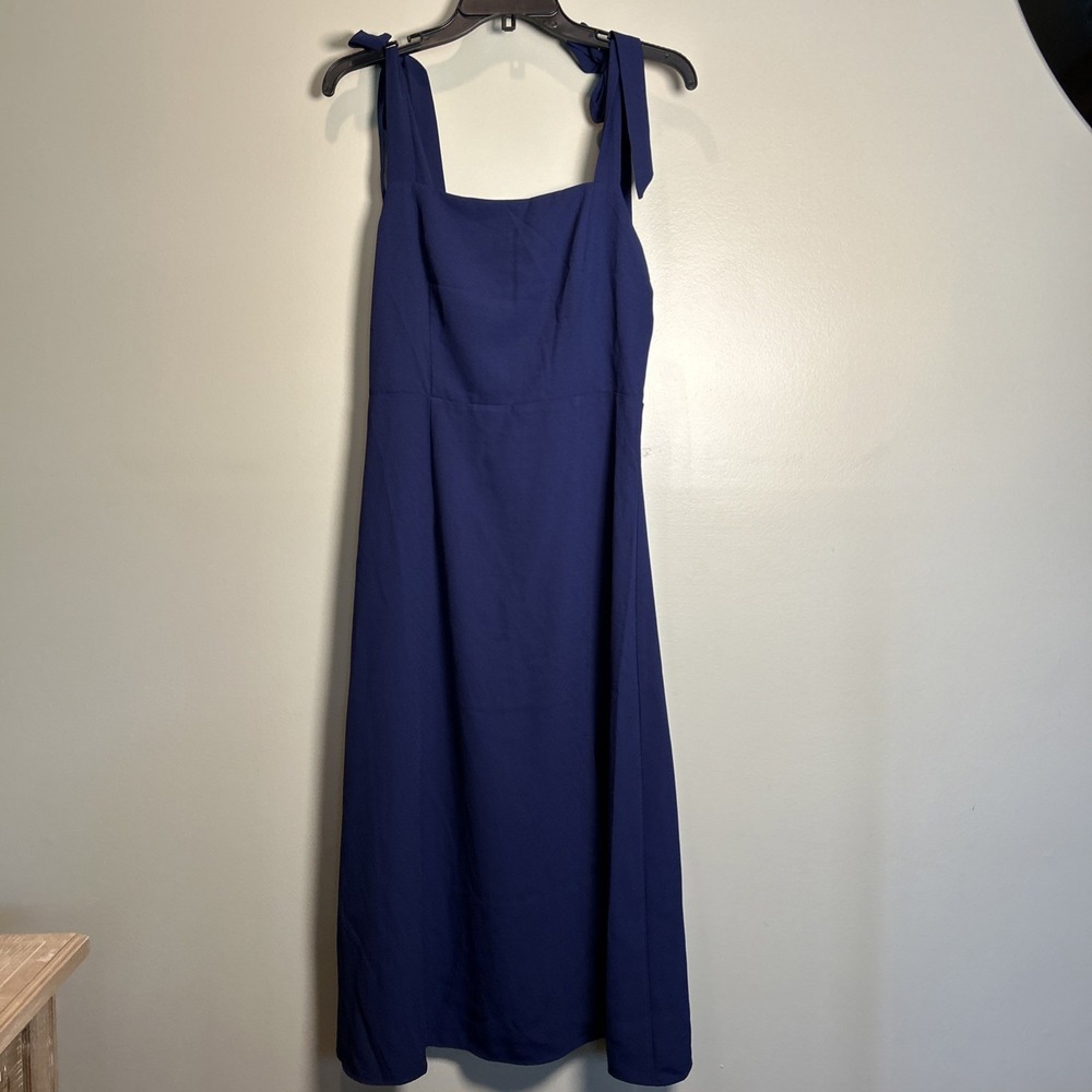 NWT Women's Petal and Pup Shoulder tie Midi Dress Navy Blue size 6, summer dress